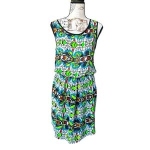 5/$25 Color Block bold colored pattern mini sundress size small